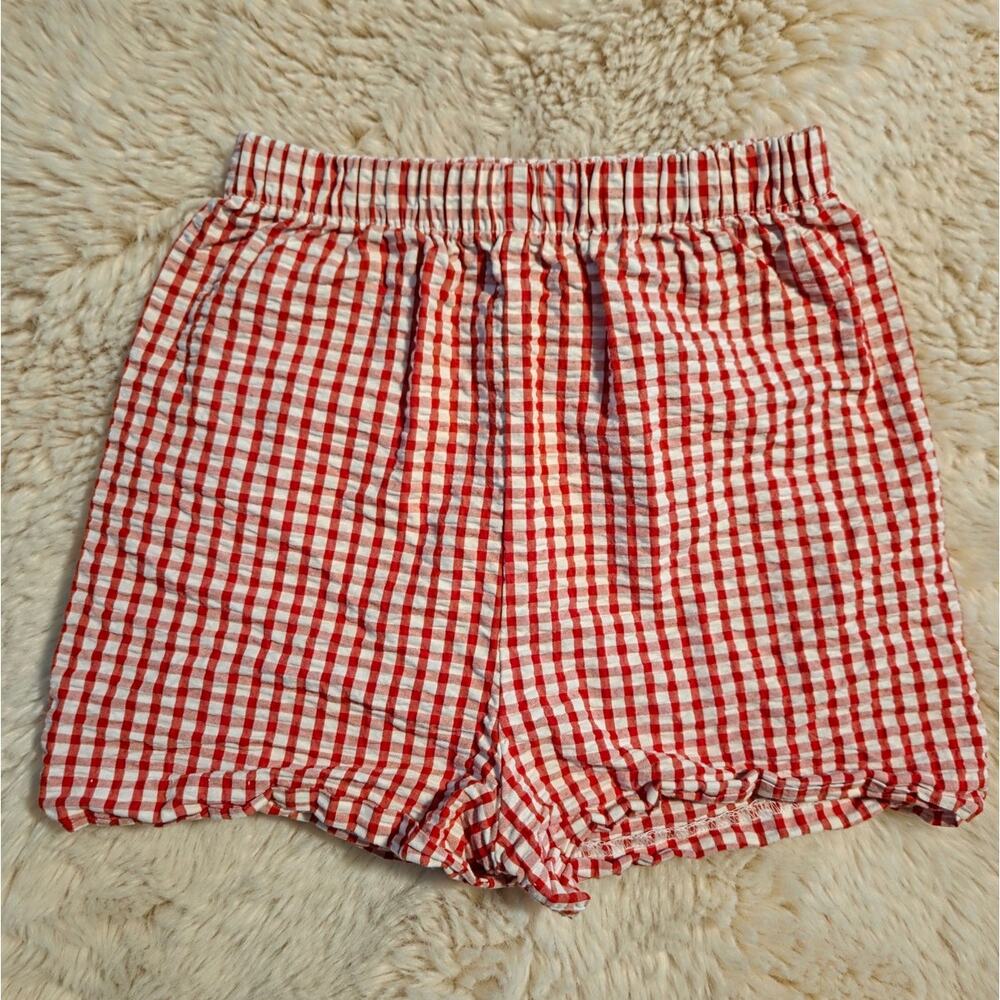 Southern Smocked Company Red White Gingham Plaid Seersucker Shorts 4t